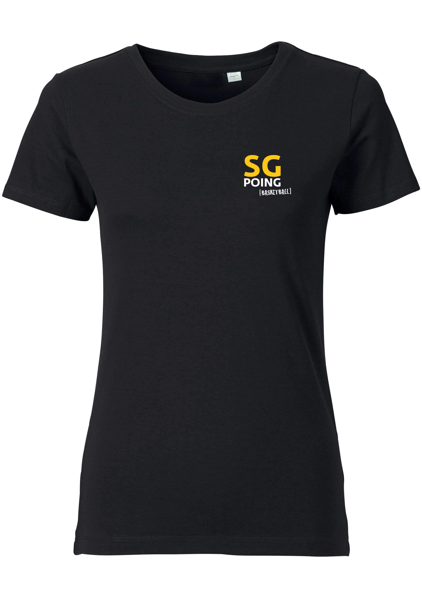 SG Poing T-Shirt Logo vorn Korb hinten Damen schwarz